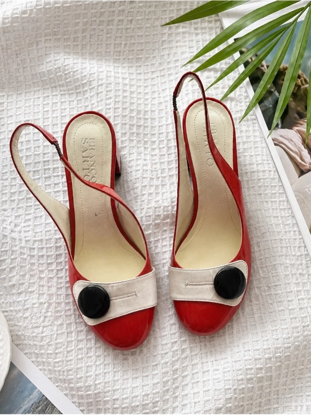 Franco Sarto Red Slingback Block Heel Pumps